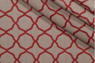 Sabrina Trellis Woven Chenille Upholstery Fabric in Rust