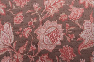 Thibaut Jacobean Trail F93308 Printed Drapery Fabric in Brown