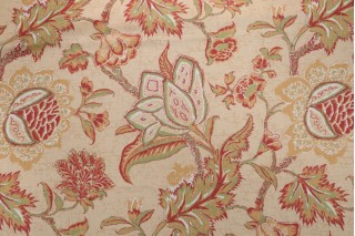 Thibaut Jacobean Trail F93312 Printed Drapery Fabric in Gold