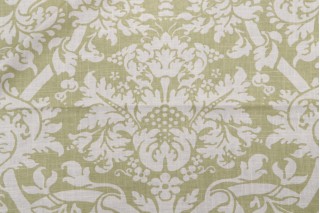 Thibaut Residence Damask F91352 Printed Linen Blend Drapery Fabric in Green