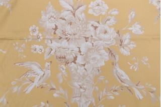 Thibaut Robin F91319 Printed Cotton Drapery Fabric in Gold