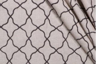 Manchester Embroidered Drapery Fabric in Graphite