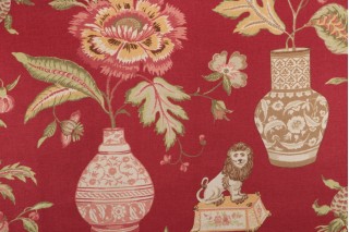 Thibaut Marrakesh F93328 Printed Drapery Fabric in Red