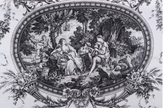 Thibaut Biltmore F97315 Printed Cotton Drapery Fabric in Black on White