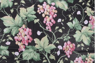 Scalamandre Riesling Chintz Printed Polished Cotton Drapery Fabric in Black