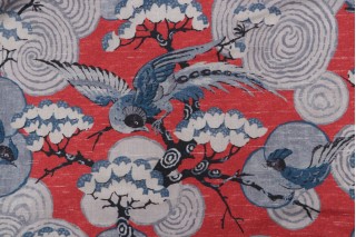 Kaufmann Kyomi Printed Cotton Drapery Fabric in Rouge 