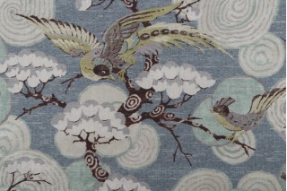 Kaufmann Kyomi Printed Cotton Drapery Fabric in Teal 