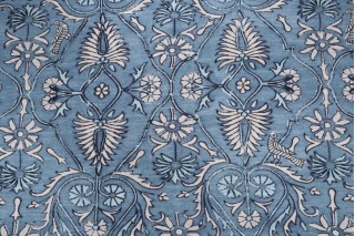 Kaufmann Sullana Printed Drapery Fabric in Aegean Blue 