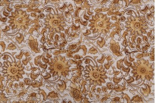 Kaufmann Manado Printed Drapery Fabric in Gold 