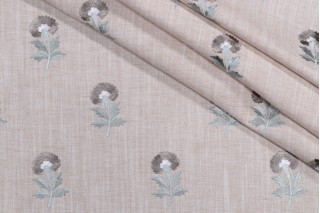 PK Lifestyles Thistle Embroidered Drapery Fabric in Shoreline 