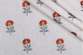 PK Lifestyles Thistle Embroidered Drapery Fabric in Persimmon 