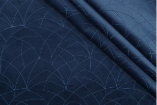PK Lifestyles Curvature Embroidered Velveteen Decorator Fabric in Indigo 