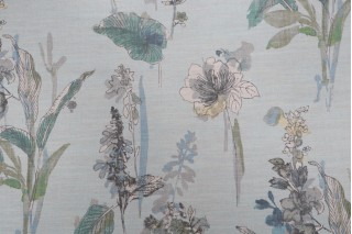 PK Lifestyles Free-Hand Floral Printed Drapery Fabric in Glacier 