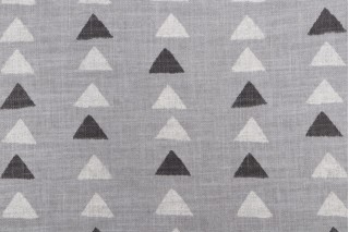 PK Lifestyles Nomadic Triangles Printed Drapery Fabric in Sterling 
