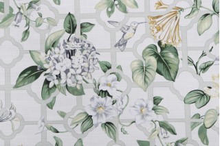 Waverly Treillage Printed Cotton Drapery Fabric in Garden 