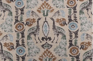 PK Lifestyles Peacock Parade Printed Drapery Fabric in Espresso 