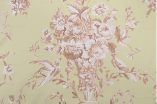 Thibaut Robin F91321 Printed Cotton Drapery Fabric in Green
