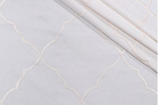 Carola Trellis Embroidered Drapery Fabric in Snow