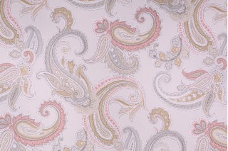 Robert Allen Global Paisley Printed Cotton Drapery Fabric in Blush