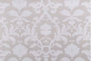 Thibaut Anita Damask F98635 Printed Drapery Fabric in White on Natural