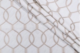 Hourglass Embroidered Drapery Fabric in Snow