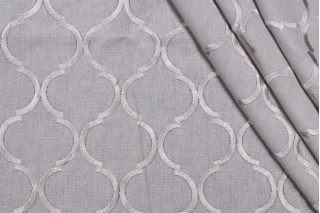 Aurelia Embroidered Linen Blend Drapery Fabric in Silver