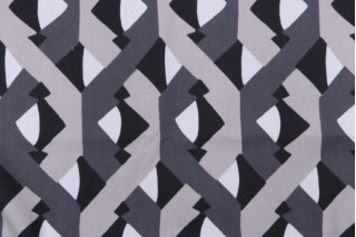 Robert Allen Dover Street Printed Cotton Drapery Fabric in Graphite for Dwell Studios