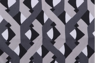 Robert Allen Dover Street Printed Cotton Drapery Fabric in Graphite for Dwell Studios