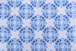 Suzani Printed Cotton Drapery Fabric in Blue