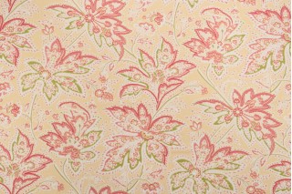 Thibaut Brunswick F9106 Printed Cotton Twill Drapery Fabric in Yellow