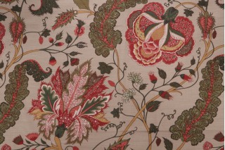 Thibaut Dorchester F99011 Printed Drapery Fabric in Red on Tan