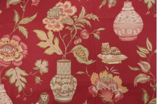 Thibaut Marrakesh F93328 Printed Drapery Fabric in Red