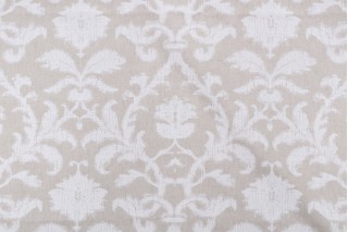 Thibaut Anita Damask F98635 Printed Drapery Fabric in White on Natural