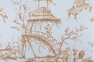 Thibaut Meridian F95305 Printed Cotton Drapery Fabric in Light Blue