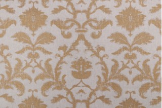 Thibaut Anita Damask F98636 Printed Drapery Fabric in Metallic on Natural