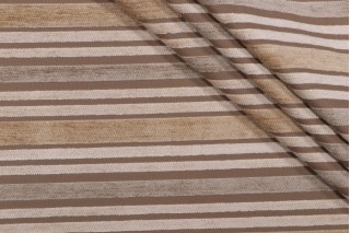 Thibaut Baltic Stripe W71820 Woven Chenille Upholstery Fabric in Beige and Taupe