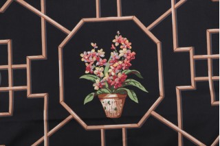Thibaut Orchid F93126 Printed Cotton Drapery Fabric in Black