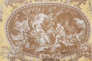Thibaut Biltmore F97314 Printed Cotton Drapery Fabric in Brown on Yellow