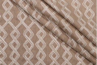 Richloom Trek Embroidered Drapery Fabric in Linen 