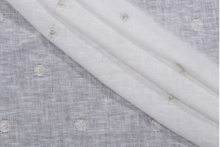 P Kaufmann Pippa Sheer Embroidered Drapery Fabric in Winter White
