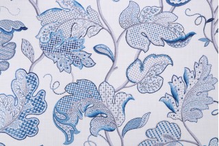 Kaufmann Luana Printed Cotton Drapery Fabric in Blue Sand 