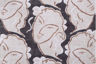Kaufmann Beau Visage Printed Cotton Drapery Fabric in Graphite 