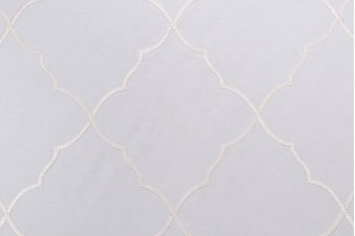 Nala Trellis Embroidered Drapery Fabric in Off White 