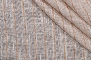 Persephone Stripe Sheer Drapery Fabric in Tan