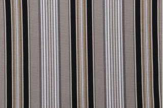 Waverly Getaway Stripe Printed Polyester Outdoor Fabric in Onyx