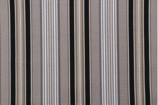 Waverly Getaway Stripe Printed Polyester Outdoor Fabric in Onyx