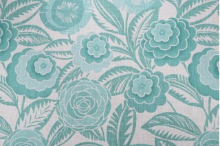 Richloom Havana Printed Linen Blend Drapery Fabric in Aquamarine 