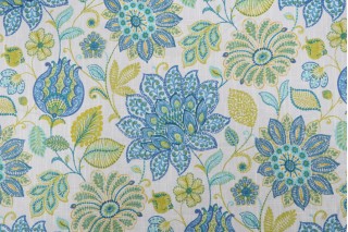 Mill Creek Floral Printed Cotton Drapery Fabric in Spring 