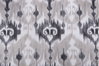 Richloom Ikat Printed Cotton Drapery Fabric in Graphite 