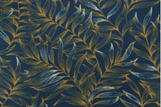 Stof France Laugula Printed Cotton Twill Drapery Fabric in Canard 